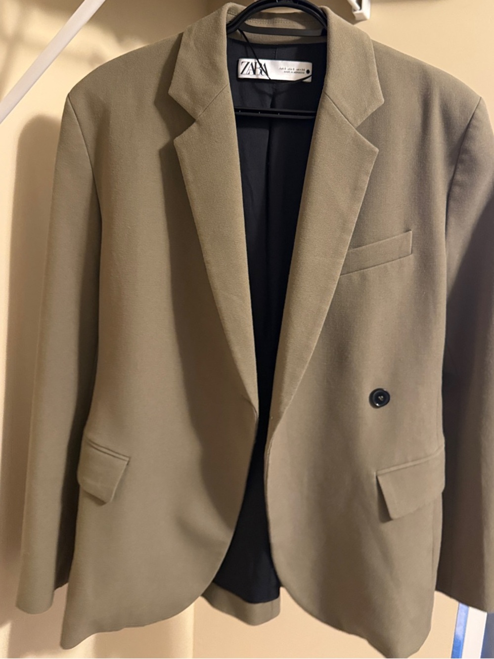 Zara Olive Blazer with Black Lining